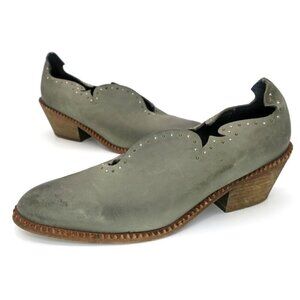 Free People Wild Wyoming Cowgirl Ankle Boot Cutout Bootie Sage Gray Women's 38/8